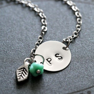 Image of 2-letter flower & leaf necklace