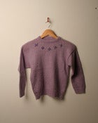 Image of SALE c. 1980s hand knit lilac floral jumper