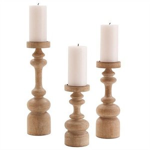 Image of Turned Wood Candle Holder Set