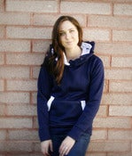 Image of Ruffle Hood Hoodie in Navy