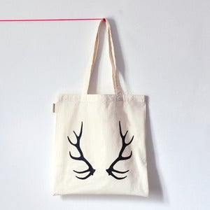 Image of OH DEER . Tote bag bois de cerf noir