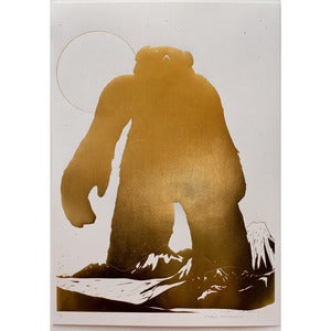 Image of 'Yeti Over Mount Fuji (gold foil)' SOLD OUT