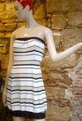 Image of Strapless Uneven Stripe Dress