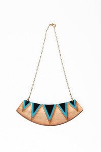 Image of Geometric triangle bib necklace - Blue