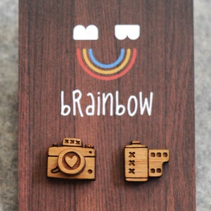 Image of Wooden Camera Earrings