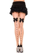 Image of Nylon Nude with Spot Seam & Bow Top - 4849