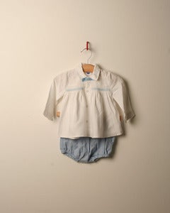 Image of c. 1980s smocked twin set 