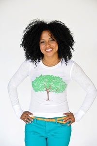 Image of dancing tree - burnout combo long sleeve t-shirt - white