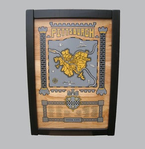 Image of pittsburgh map - framed