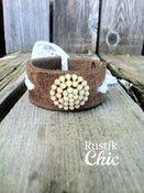 Image of Vintage Pearl and Lace Leather Cuff