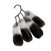Image of Ear cuff with striped grey feathers