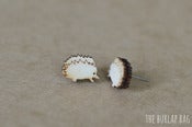Image of wooden hedgehog earrings