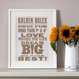 Image of Golden Rules Letterpress poster
