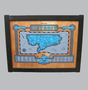 Image of detroit map - framed