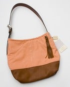 Image of --S O L D -- bright coral + leather two-tone shoulder bag (b)