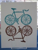 Image of Bicycles Linoleum Block Print