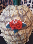 Image of Old School Tattoo Rockabilly Style Rose Acrylic Pendant Necklace