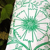 Image of Linen Tea Towel - Green Filigree