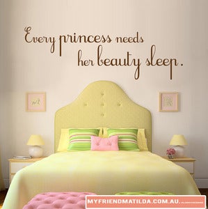 Image of Vinyl Wall Sticker Decal Art Quote Every Princess Needs Her Beauty Sleep