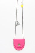 Image of Tiny Fluro Pink and silver leather locket