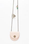 Image of Tiny Blush pink & White gold Leather Locket