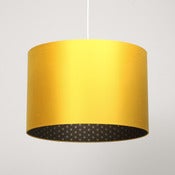 Image of Sunflower yellow silk lampshade with gold geometrc print