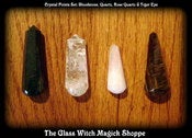 Image of Crystal Points Set: Bloodstone, Quartz, Rose Quartz & Tiger Eye 