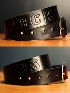 Image of 1 1/2" Black Custom Solid Leather Name Belt, Personalized With Anything