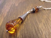 Image of Amber Romance Drop Necklace | Natural Baltic Amber Teardrop, Sterling Silver