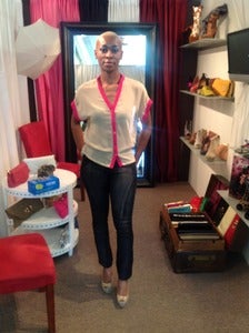 Image of COLOR BLOCK SHEER TOP