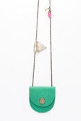Image of Tiny Green & Silver Leather locket