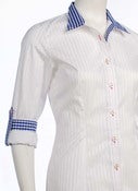 Image of White Stripe / Navy Check / Raspberry 