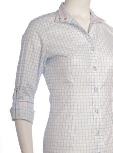 Image of White w Wonky Blue Grid/Blue & Pink *NEW*