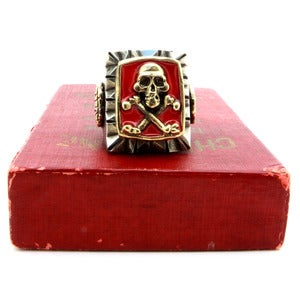 Red Epoxy skull Ring