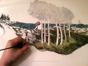 Image of Salty Seas & Birch Trees Hand-Painted 