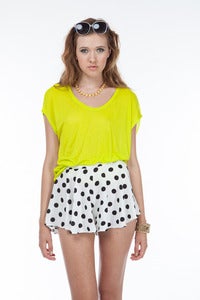 Image of Polka Dot Flared Short Shorts