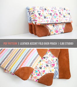 Image of PDF Sewing Pattern - Leather Accent Fold Over Pouch