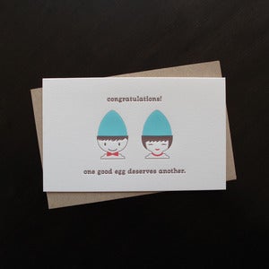 Image of 1615 - two good eggs letterpress congrats card