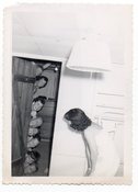Image of SPYING ON THE WOMAN IN A SLIP VINTAGE SNAPSHOT PHOTO 