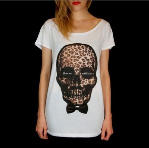 Image of T-shirt femme Skull Leopard - wide neck tee 