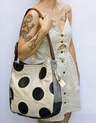 Image of --S O L D-- ONE OF A KIND! large shoulder bag with hand cut oversized black polka dots 