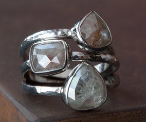 Image of Silver-White Diamond Stacking Ring in 14kt White Gold