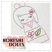 Image of Kokeshi Doll Embroidery Pattern Iron On (6 variations included)