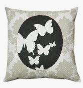 Image of NEW Handmade cushion in natural fabrics – Butterflies grey cameo