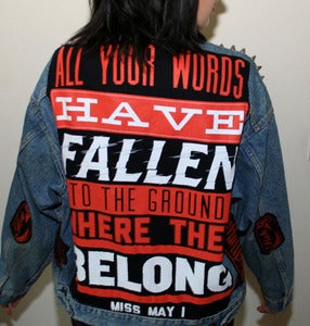 Image of SICK X Miss May I - Blue/red Denim jacket LARGE