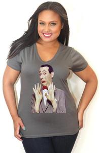Image of Pee Wee Herman V-Neck Tee - Pee Wee Herman Plus Size T Shirt- Tess Munster Shop 