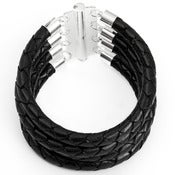 Image of Manchette 4 is better cuir argent / Leather 4 is better cuff silver