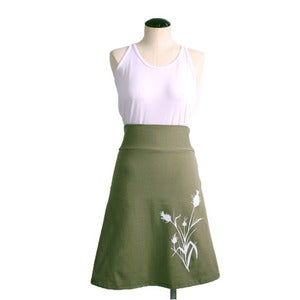 Image of Cotton Blend A-Line High Waisted Wheat Print Skirt