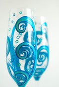 Image of Ocean Waves Wedding Toasting Flutes-Set of 2 Personalized Champagne Flutes