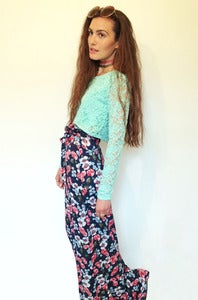 Image of floral cotton wide leg trousers